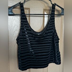Express Women's Black Sheer Striped Tank Top